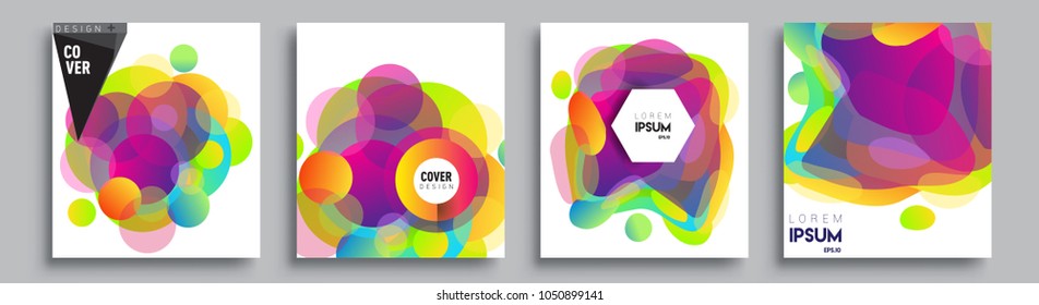 
Modern abstract covers set. Cool gradient shapes composition and liquid colors, vector covers design.