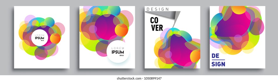 
Modern abstract covers set. Cool gradient shapes composition and liquid colors, vector covers design.