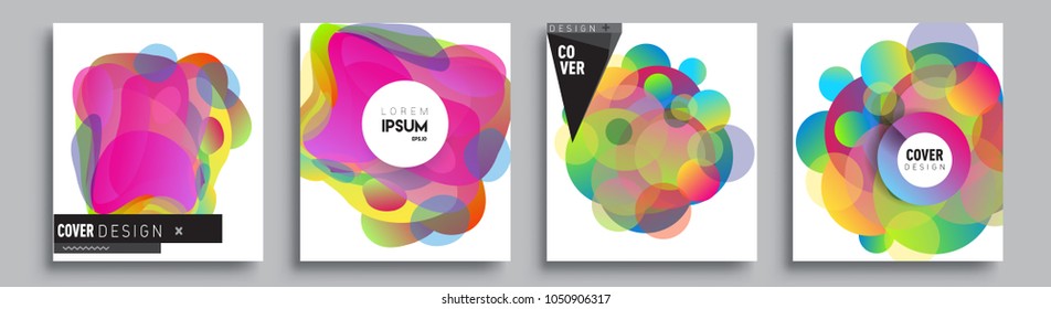 
Modern abstract covers set. Cool gradient shapes composition and liquid colors, vector covers design.