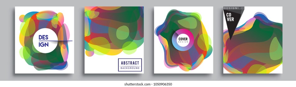 
Modern abstract covers set. Cool gradient shapes composition and liquid colors, vector covers design.