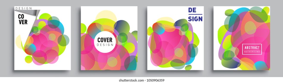 
Modern abstract covers set. Cool gradient shapes composition and liquid colors, vector covers design.