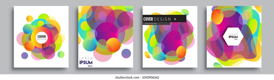 
Modern abstract covers set. Cool gradient shapes composition and liquid colors, vector covers design.