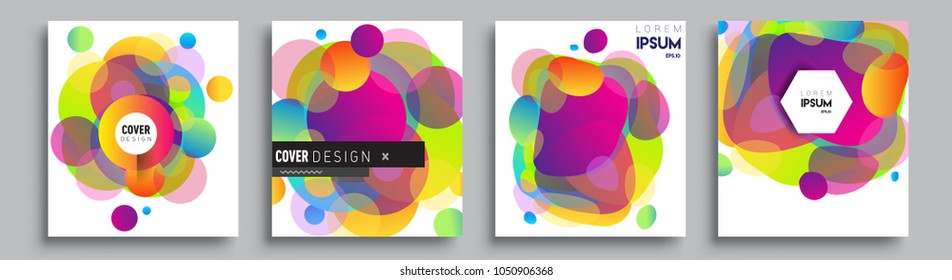 
Modern abstract covers set. Cool gradient shapes composition and liquid colors, vector covers design.