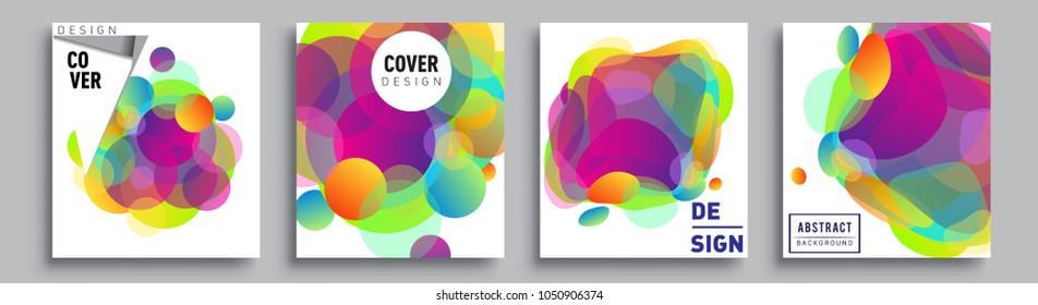
Modern abstract covers set. Cool gradient shapes composition and liquid colors, vector covers design.