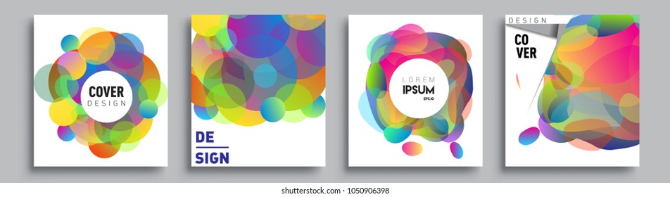 
Modern abstract covers set. Cool gradient shapes composition and liquid colors, vector covers design.