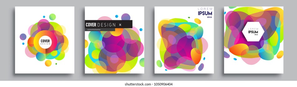 
Modern abstract covers set. Cool gradient shapes composition and liquid colors, vector covers design.
