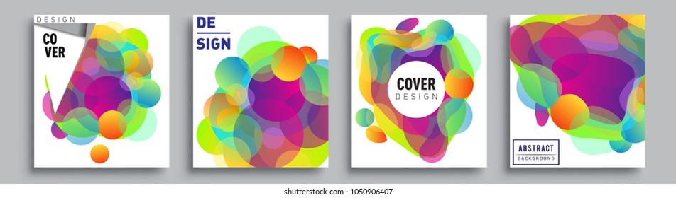 
Modern abstract covers set. Cool gradient shapes composition and liquid colors, vector covers design.