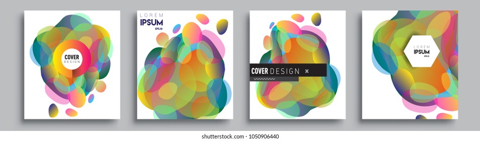 
Modern abstract covers set. Cool gradient shapes composition and liquid colors, vector covers design.