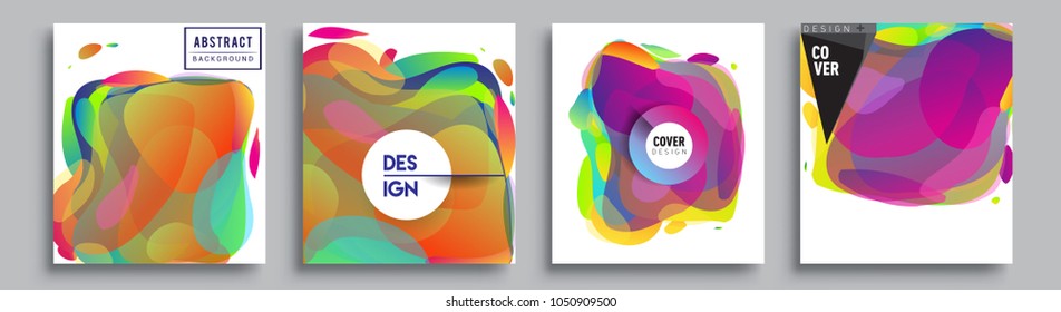 	
Modern abstract covers set. Cool gradient shapes composition and liquid colors, vector covers design.