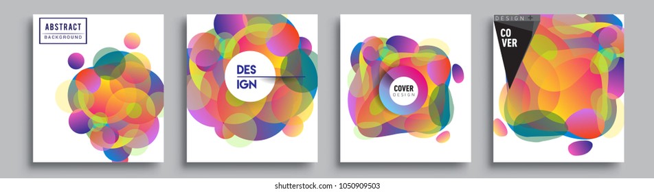 	
Modern abstract covers set. Cool gradient shapes composition and liquid colors, vector covers design.