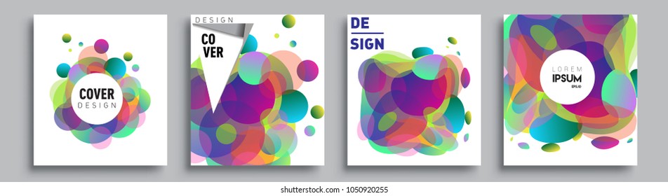 	
Modern abstract covers set. Cool gradient shapes composition and liquid colors, vector covers design.