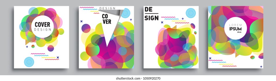 	
Modern abstract covers set. Cool gradient shapes composition and liquid colors, vector covers design.