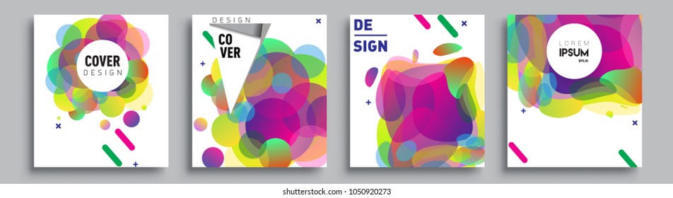 	
Modern abstract covers set. Cool gradient shapes composition and liquid colors, vector covers design.
