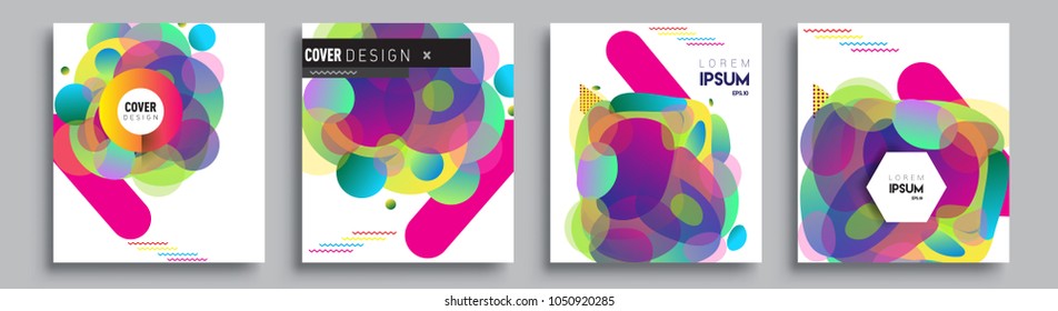 	
Modern abstract covers set. Cool gradient shapes composition and liquid colors, vector covers design.