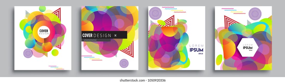 	
Modern abstract covers set. Cool gradient shapes composition and liquid colors, vector covers design.