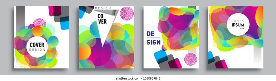 	
Modern abstract covers set. Cool gradient shapes composition and liquid colors, vector covers design.