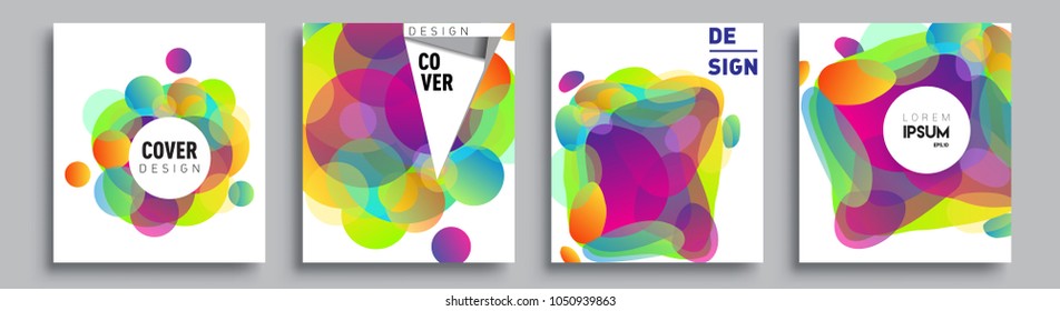 	
Modern abstract covers set. Cool gradient shapes composition and liquid colors, vector covers design.