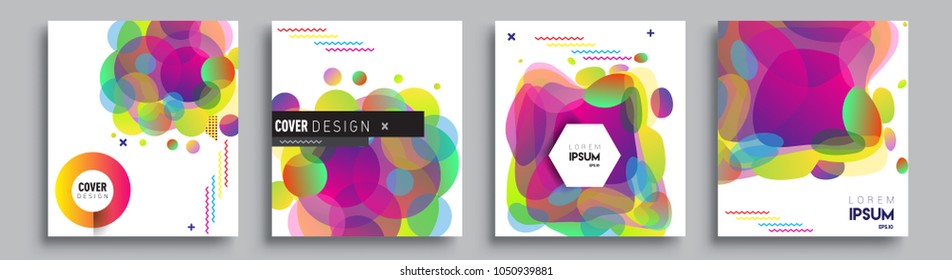 	
Modern abstract covers set. Cool gradient shapes composition and liquid colors, vector covers design.