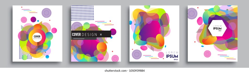 	
Modern abstract covers set. Cool gradient shapes composition and liquid colors, vector covers design.