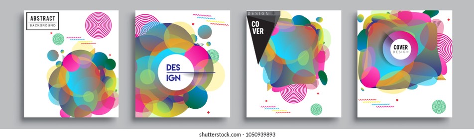 	
Modern abstract covers set. Cool gradient shapes composition and liquid colors, vector covers design.