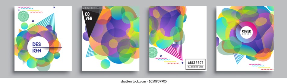 	
Modern abstract covers set. Cool gradient shapes composition and liquid colors, vector covers design.