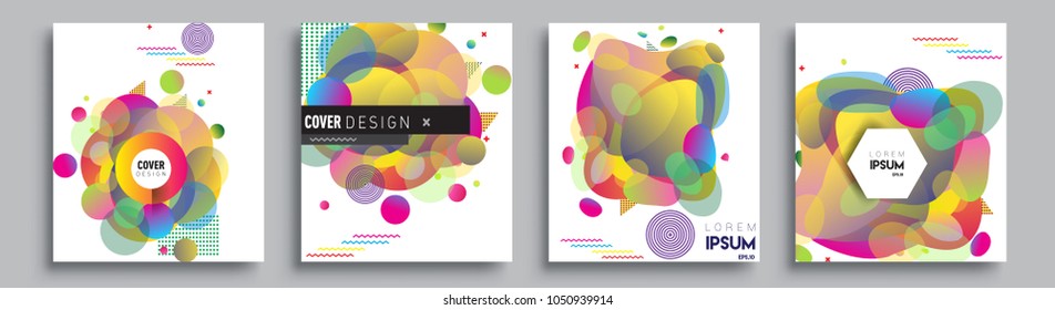 	
Modern abstract covers set. Cool gradient shapes composition and liquid colors, vector covers design.