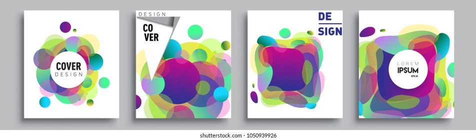 	
Modern abstract covers set. Cool gradient shapes composition and liquid colors, vector covers design.