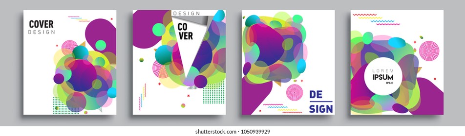 	
Modern abstract covers set. Cool gradient shapes composition and liquid colors, vector covers design.