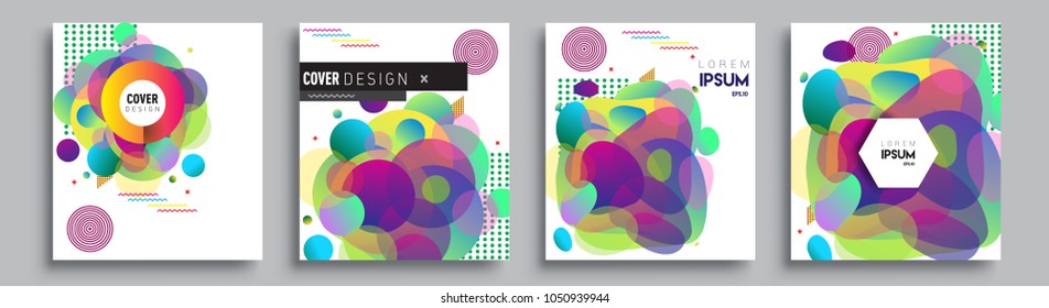 	
Modern abstract covers set. Cool gradient shapes composition and liquid colors, vector covers design.