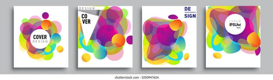 	
Modern abstract covers set. Cool gradient shapes composition and liquid colors, vector covers design.