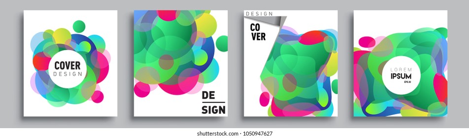 	
Modern abstract covers set. Cool gradient shapes composition and liquid colors, vector covers design.
