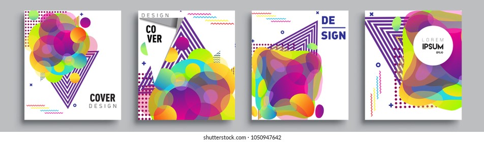 	
Modern abstract covers set. Cool gradient shapes composition and liquid colors, vector covers design.