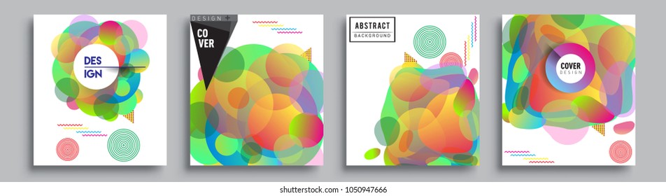 	
Modern abstract covers set. Cool gradient shapes composition and liquid colors, vector covers design.