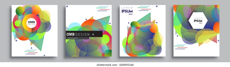 
Modern abstract covers set. Cool gradient shapes composition and liquid colors, vector covers design.