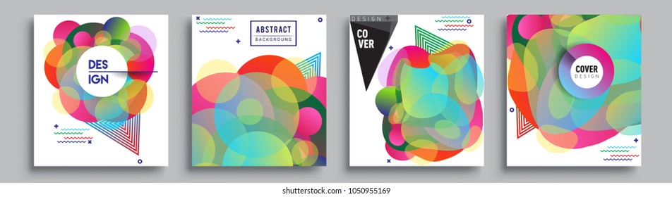
Modern abstract covers set. Cool gradient shapes composition and liquid colors, vector covers design.