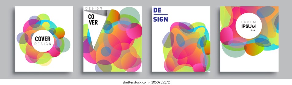 
Modern abstract covers set. Cool gradient shapes composition and liquid colors, vector covers design.