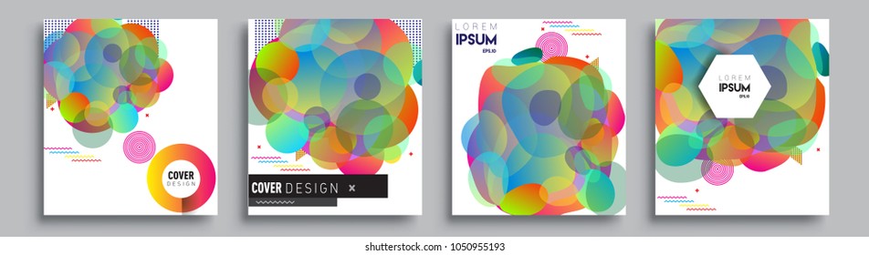 
Modern abstract covers set. Cool gradient shapes composition and liquid colors, vector covers design.