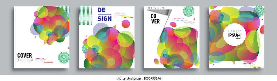 
Modern abstract covers set. Cool gradient shapes composition and liquid colors, vector covers design.