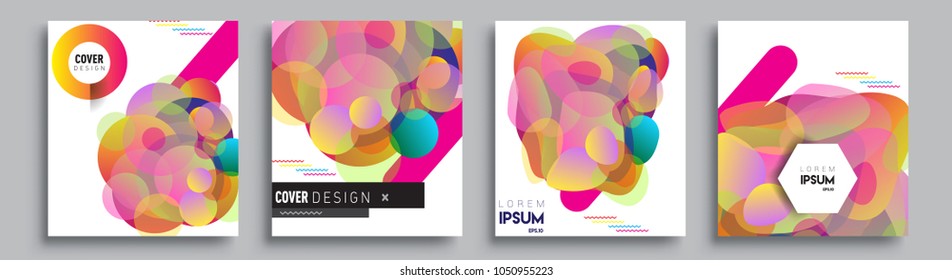 
Modern abstract covers set. Cool gradient shapes composition and liquid colors, vector covers design.