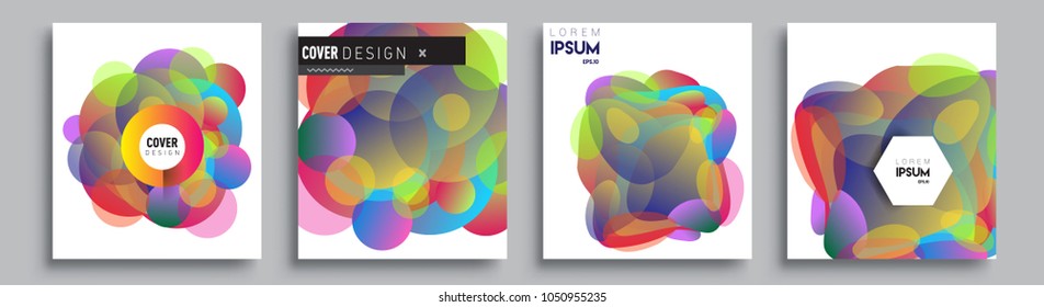 
Modern abstract covers set. Cool gradient shapes composition and liquid colors, vector covers design.