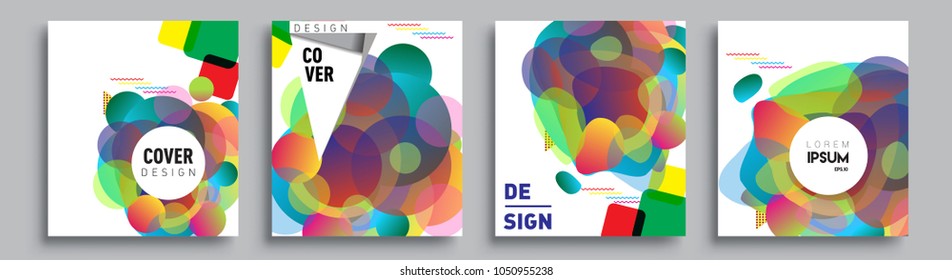 
Modern abstract covers set. Cool gradient shapes composition and liquid colors, vector covers design.