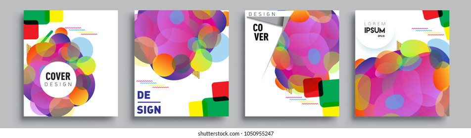 
Modern abstract covers set. Cool gradient shapes composition and liquid colors, vector covers design.
