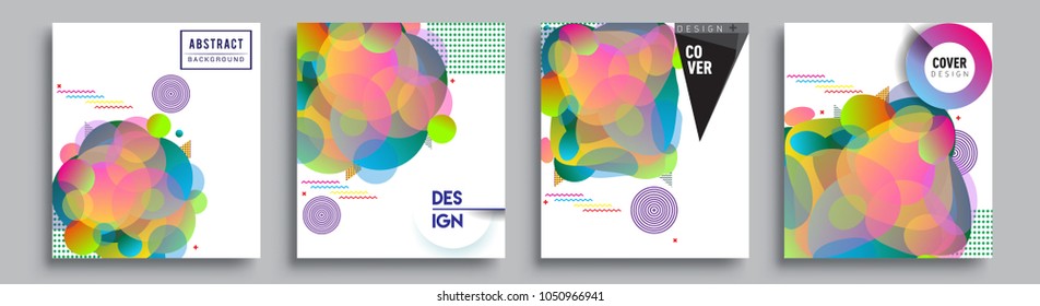 
Modern abstract covers set. Cool gradient shapes composition and liquid colors, vector covers design.