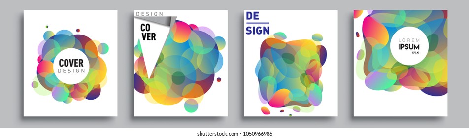 
Modern abstract covers set. Cool gradient shapes composition and liquid colors, vector covers design.