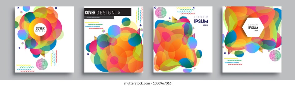 
Modern abstract covers set. Cool gradient shapes composition and liquid colors, vector covers design.