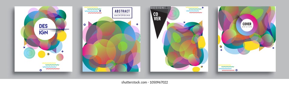 
Modern abstract covers set. Cool gradient shapes composition and liquid colors, vector covers design.