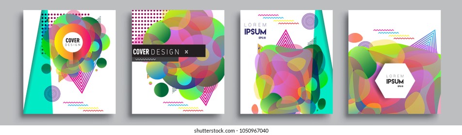 
Modern abstract covers set. Cool gradient shapes composition and liquid colors, vector covers design.