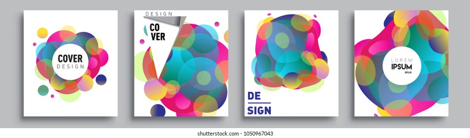 
Modern abstract covers set. Cool gradient shapes composition and liquid colors, vector covers design.