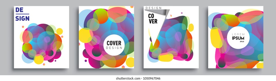 
Modern abstract covers set. Cool gradient shapes composition and liquid colors, vector covers design.