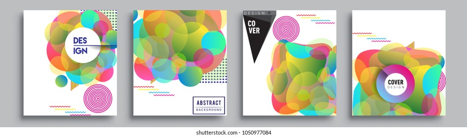 
Modern abstract covers set. Cool gradient shapes composition and liquid colors, vector covers design.